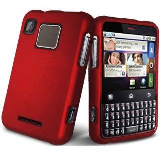 Fits Motorola MB502 Charm Hard Plastic Snap on Cover Solid Red (Rubberized) T Mobile Cell Phones & Accessories