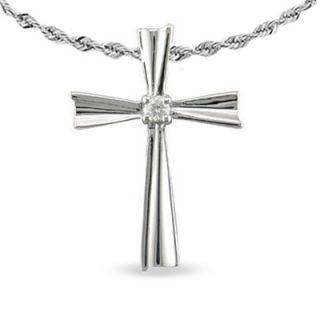 Pinwheel Cross Pendant in 10K White Gold with Diamond Accents   Zales