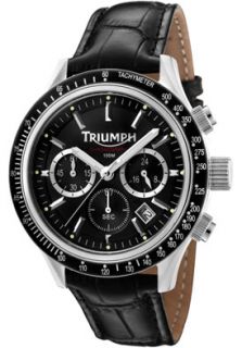 Triumph Motorcycles 3057 01  Watches,Mens Chronograph Black Dial Black Leather, Chronograph Triumph Motorcycles Quartz Watches