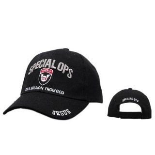 SPECIAL OPS ON A MISSION FROM GOD, Christian Baseball Cap, BLACK Hat, Adjustable to Fit Most Men, Women and Teens Head Sizes, Religious Headwear 