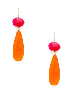 Pink Chalcedony & Carnelian Teardrop Earrings by Alanna Bess Jewelry