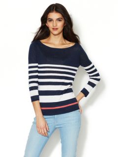 Inez Striped Linen Boat Neck Sweater by Sea Bleu
