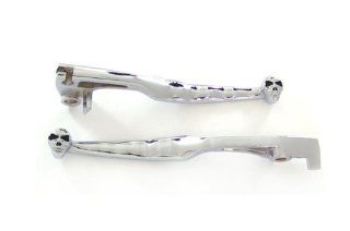 1997 2006 Suzuki Boulevard C50 M50 / Marauder 800 / Volusia 800 Billet Aluminum Chrome Brake and Clutch Skull Hand Grips Levers Left and Right One Pair Motorcycle Automotive