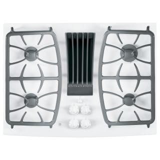 GE Profile 4 Burner Downdraft Gas Cooktop (White) (Common 30 in; Actual 29.875 in)