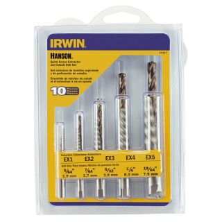 IRWIN Hanson 10 Piece Spiral Screw Extractor and Drill Bit Combo Pack
