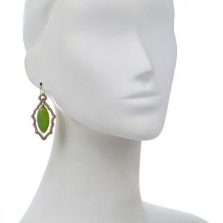 Studio Barse Lime Green Turquoise Textured Bronze Drop Earrings