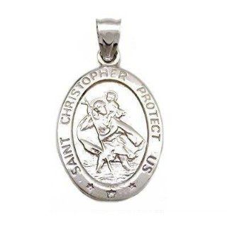 St. Christopher Charm 14k White Gold 23.5mm Jewelry