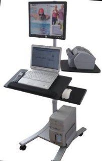 Mobile Sit or Stand LCD Computer Pole workstation cart trolley Electronics