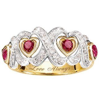Engraved Hearts And Kisses Ruby And Diamond Ring Jewelry Gift For Her Promise Rings Jewelry