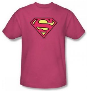 DC Comics Superman Classic Logo Hot Pink Adult Shirt DCO499 AT Clothing