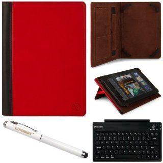 Black   Red VG Mary Edition Faux Leather Cover Case w/ Pull Out Kickstand for Sony Xperia S 9.4 inch Android Tablet (16GB 32GB 64GB) + VG Executive Stylus Pen with Integrated Laser Pointer and LED Reading Light + SumacLife Wireless Bluetooth Keyboard with 