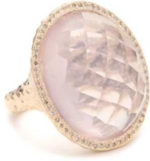Dyanne Belle "Carousel Ring Collection" 14k Rose Gold Harpo with Rose Quartz and Diamonds Ring, Size 7 Jewelry