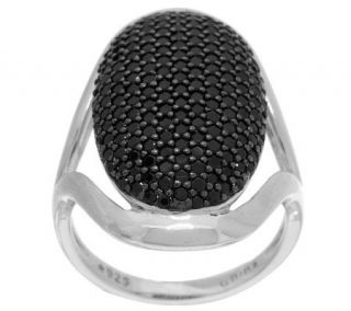 1.05 ct tw Black Spinel Elongated Polished Sterling Ring —
