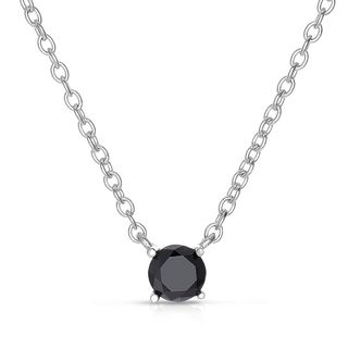 Sterling Silver 1/10 to 1ct TDW Black Diamond Solitaire Necklace Finesque Diamond Necklaces