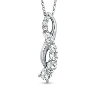 Lab Created White Sapphire Journey Pendant in Sterling Silver   View