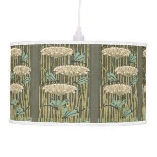 Mint Gray Tan Mid Century Modern Pattern Pendant Lamp
