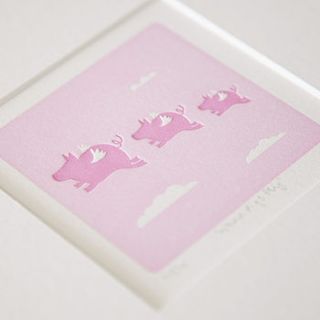 'when pigs fly' letterpress print by emma lee cheng