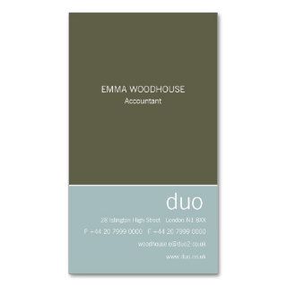 Duo Vertical Light Blue & Dark Olive Business Card