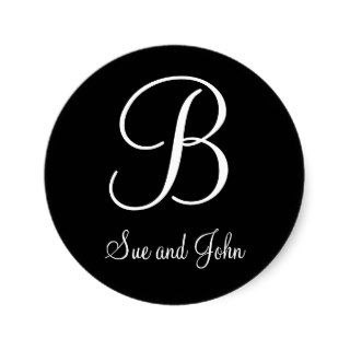 First Names and Monogram B Black and White Seal Stickers