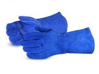 Superior 505BUWS Hamilton Deluxe Shoulder Split Cowhide Leather Welding Glove with Extended Palm/Thumb Patch and Kevlar Sewn, Work, Blue (Pack of 1 Dozen) Welding Safety Gloves