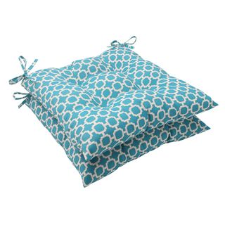 Pillow Perfect Outdoor Hockley Tufted Teal Seat Cushions (Set of 2) Pillow Perfect Outdoor Cushions & Pillows