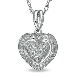 10 CT. T.W. Diamond Pavé Heart Frame Pendant in Sterling Silver