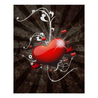 Shiny Heart with Swirly Grunge Background Print