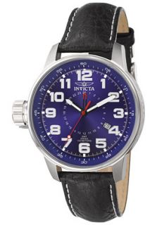 Invicta F0052  Watches,Mens Force Blue Dial Black Leather, Casual Invicta Quartz Watches