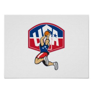 Basketball Player Shooting Jumping Ball Poster