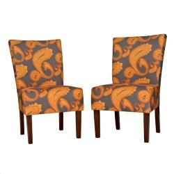 angeloHOME Bradford Desert Sunset Brown Paisley Upholstered Armless Dining Chairs (Set of 2) ANGELOHOME Dining Chairs