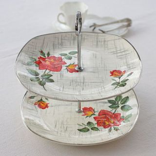 vintage 1950's rose cake stand by magpie living