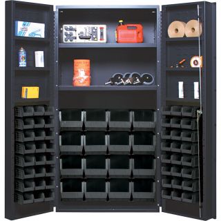 Quantum Storage Cabinet With 64 Bins — 36in. x 24in. x 72in. Size, Black  Storage Bin Cabinets