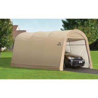ShelterLogic AutoShelter RoundTop Portable Garage — Sandstone, 15ft.L x 10ft.W x 8ft.H, Model# 62689  Round Style Instant Garages