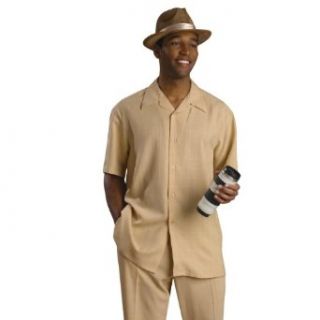 Montique Men's Two Piece Short Sleeve Straw Color Walking Suit Style #509 at  Men�s Clothing store