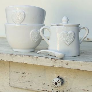 embossed heart sugar bowl with spoon by ella james