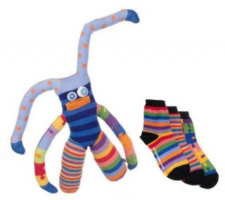 Little MissMatched KnitWit Stuffed Sock Creaturew/ Anklet Socks —