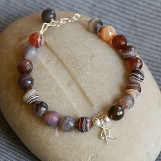 personalised agate and silver bracelet by adela rome