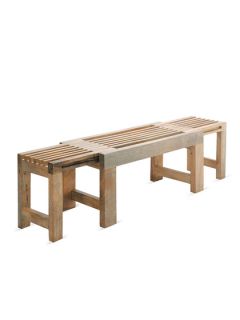 Wood Slat Extendable Bench by Barreveld