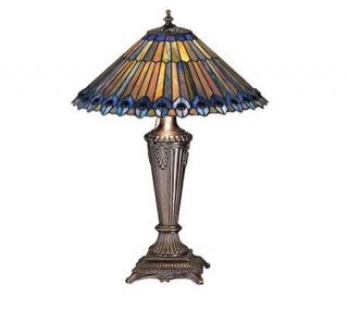 Tiffany Style 23 Peacock Cone Table Lamp —