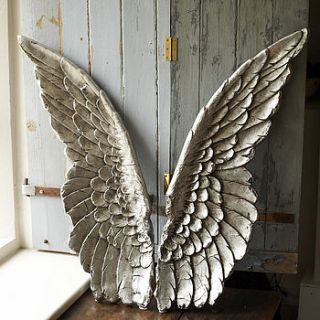 'angel wings' large silver antiqued style by this is pretty