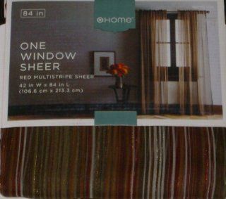Home Red Brown Multi Stripe Sheer Window Panel Curtain 84"   Window Treatment Curtains