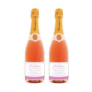 personalised champagne two bottles of rose by boutique bubbly