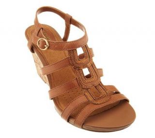 Clarks Artisan Kyna Wise Leather Strapy Wedge Sandals —