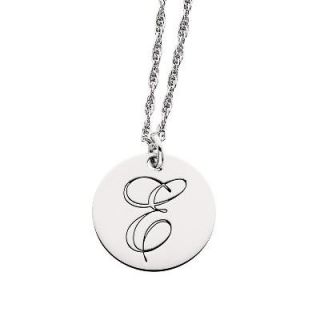 Personalized Script Initial Round Disk Pendant in Sterling Silver