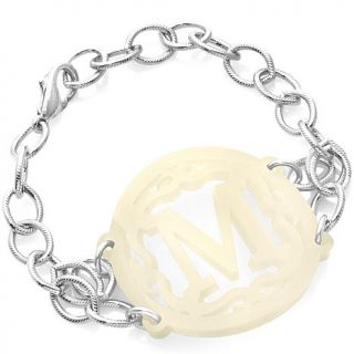 Moon and Lola "Adele" Acrylic Script Initial Silvertone 8" Bracelet