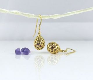 amethyst gold vermeil egg drop earrings by kinnari