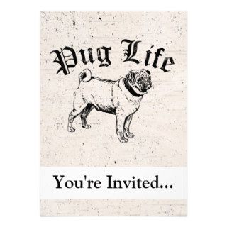 Pug Life Funny Dog Gangster Invitations