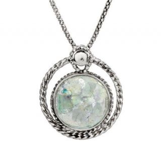 Or Paz Sterling Textured Roman Glass Pendant with 18 Chain —