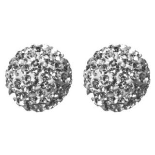 Sterling Silver Crystal Ball Stud Earring   White