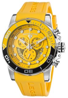 Swiss Legend 21368 07  Watches,Avalanche Chronograph Yellow Silicone Strap & Dial Silver Tone Steel Case, Casual Swiss Legend Quartz Watches